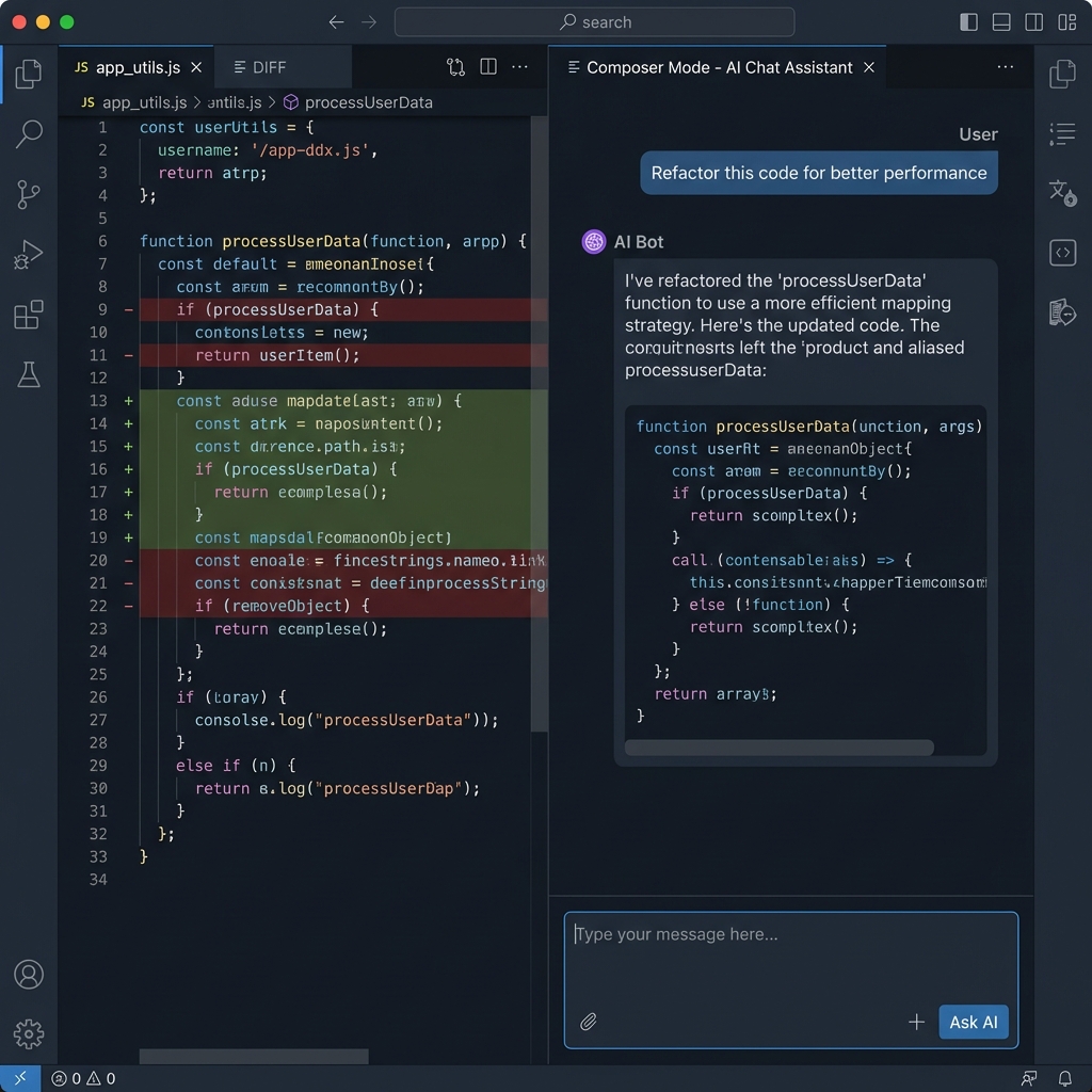 Modern AI IDE Interface with Composer Mode