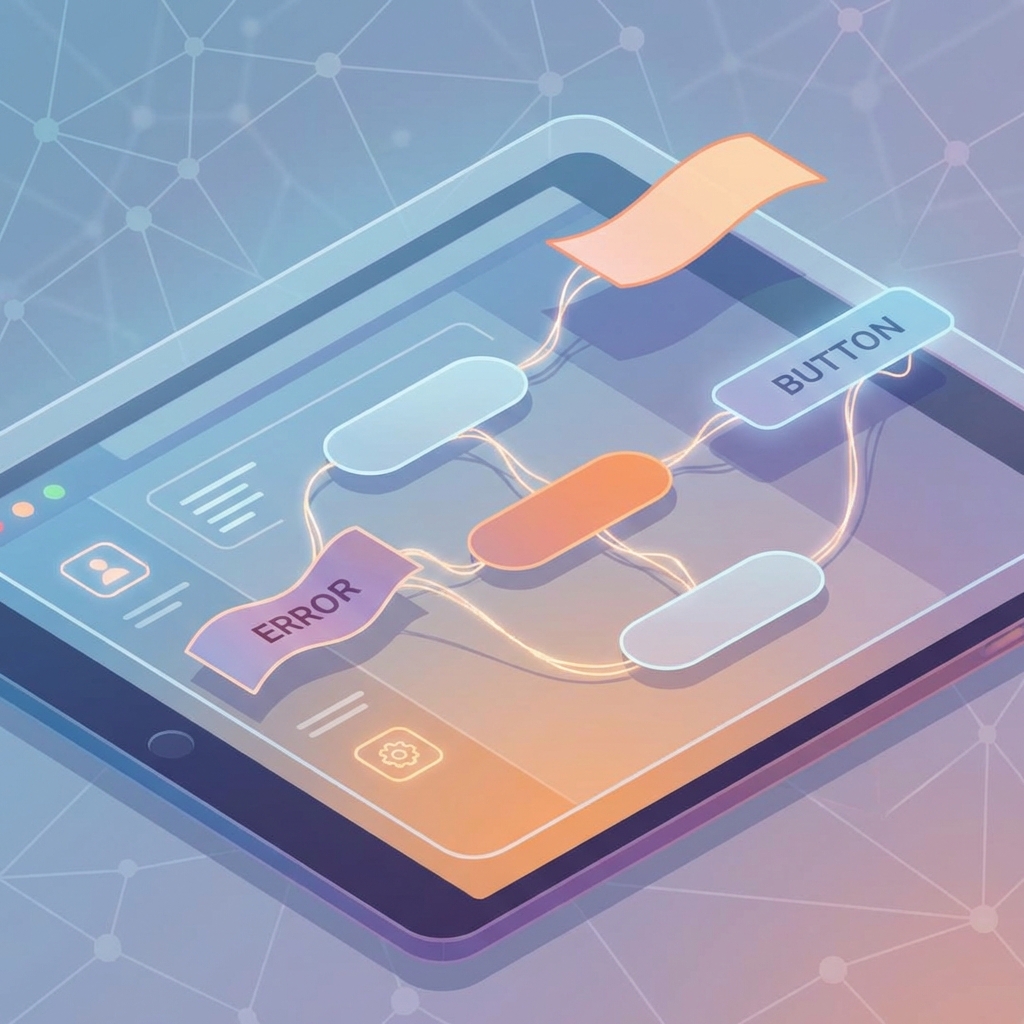 Editorial illustration of UX writing as interface glue